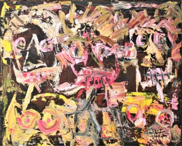 Pittura intitolato "art brut 4" da Gustav Schiffmacher, Opera d'arte originale, Olio