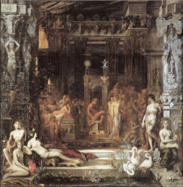 「Les Filles de Thesp…」というタイトルの絵画 Gustave Moreauによって, オリジナルのアートワーク, オイル