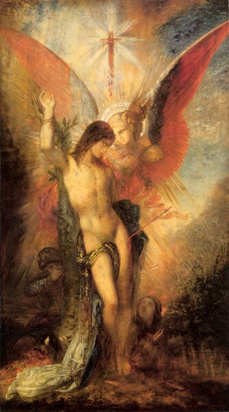 Pittura intitolato "Saint-Sébastien et…" da Gustave Moreau, Opera d'arte originale, Olio