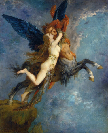 Malerei mit dem Titel "La Chimère" von Gustave Moreau, Original-Kunstwerk, Öl
