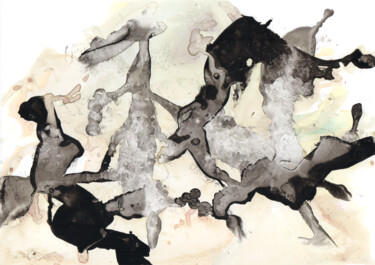 「Cave Painting (Pint…」というタイトルの絵画 Gustavo Adolfo Díaz Sánchez (El Gus)によって, オリジナルのアートワーク, 水彩画