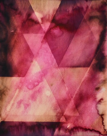 Pintura titulada "Pink Triangles (Tri…" por Gustavo Adolfo Díaz Sánchez (El Gus), Obra de arte original, Tinta