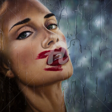 Malerei mit dem Titel "Cherry Lips" von Gustavo Fernandes, Original-Kunstwerk, Öl