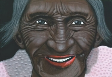 Peinture intitulée "Happy old woman" par Gustavo Martinez (Grafito), Œuvre d'art originale, Pastel