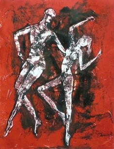 Pintura titulada "bailarines" por Gustavo Moller, Obra de arte original
