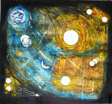 Pintura titulada "turbulencia y cielo" por Gustavo Moller, Obra de arte original