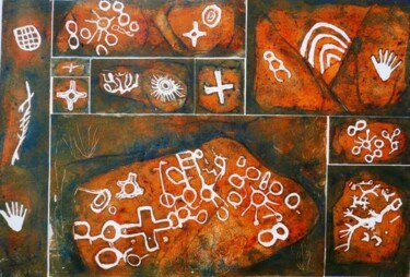 Pintura titulada "petroglifos parras,…" por Gustavo Moller, Obra de arte original