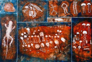 Pintura titulada "petroglifos ramos a…" por Gustavo Moller, Obra de arte original