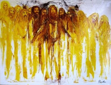 Pintura titulada "jesus y sus dicipul…" por Gustavo Moller, Obra de arte original