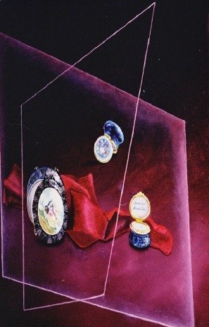Pintura titulada "Objetos en composic…" por Gustavo Lòpez-Cobo, Obra de arte original