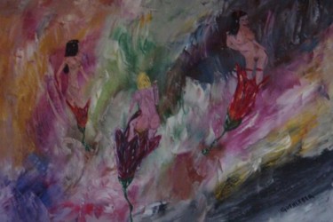 Peinture intitulée "Femmes fleurs" par Geo Guthleber, Œuvre d'art originale
