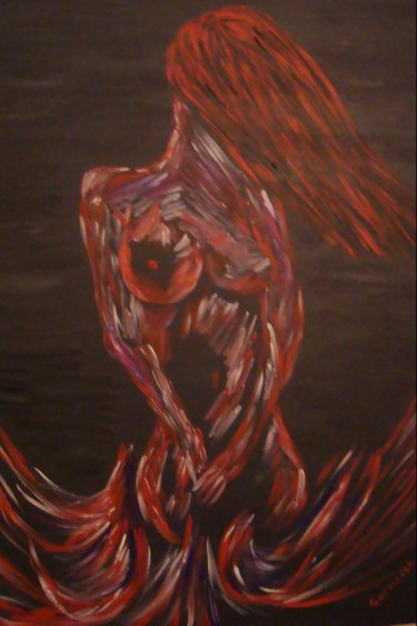 Peinture intitulée "Femme de feu" par Geo Guthleber, Œuvre d'art originale, Huile