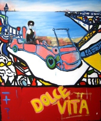Pintura titulada "Dolce Vita 2 (tript…" por Roberto Gutiérrez Currás, Obra de arte original