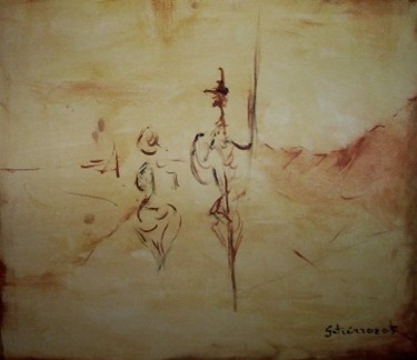 Pintura titulada "El mar, Sancho y do…" por Roberto Gutiérrez Currás, Obra de arte original