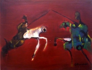 Pintura titulada "Don Quijote vs. El…" por Roberto Gutiérrez Currás, Obra de arte original
