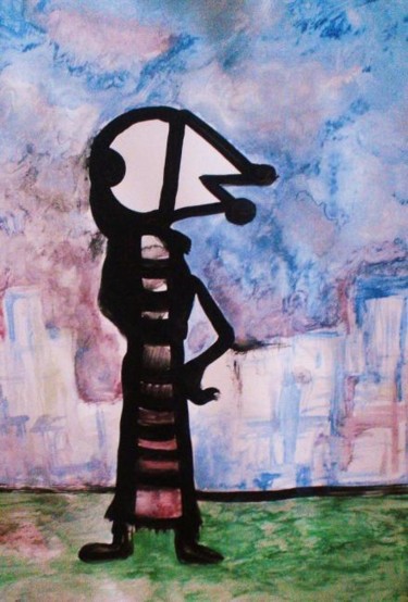 Pintura titulada "Perdida en la ciuda…" por Roberto Gutiérrez Currás, Obra de arte original