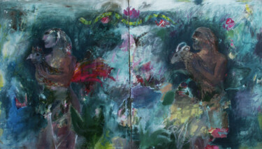 Картина под названием "ritual" - Victor Gutsu, Подлинное произведение искусства, Акрил Установлен на Деревянная рама для нос…