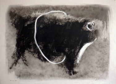 Dibujo titulada "Mon chien noir 5" por Guy Blackburn, Obra de arte original, Grafito