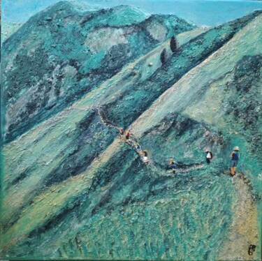 Peinture intitulée "Randonneurs en mont…" par Guy Bonnet, Œuvre d'art originale, Acrylique
