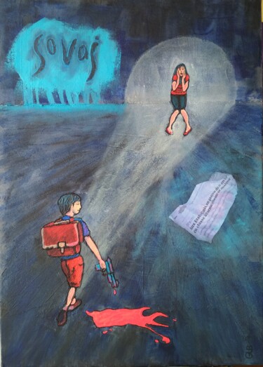 Painting titled "Fait divers 1" by Guy Bonnet, Original Artwork, Acrylic