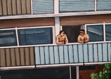 Pintura titulada "Bière au balcon" por Guy Bonnet, Obra de arte original, Acrílico