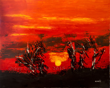 Painting titled "rouge. couteau a pa…" by Guy Cali-Garsia, Original Artwork, Oil