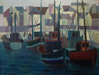 Peinture intitulée "port breton" par Guy Chaise, Œuvre d'art originale, Acrylique