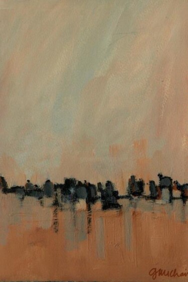 Peinture intitulée "crépuscule à Paris" par Guy Chaise, Œuvre d'art originale