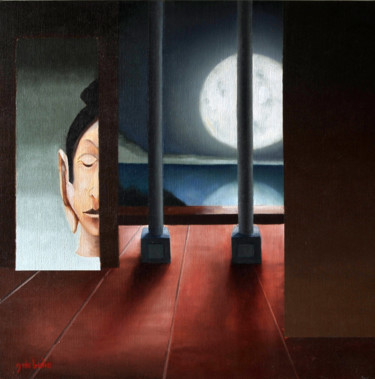 Schilderij getiteld "moonlight" door Guy De Belie, Origineel Kunstwerk, Olie