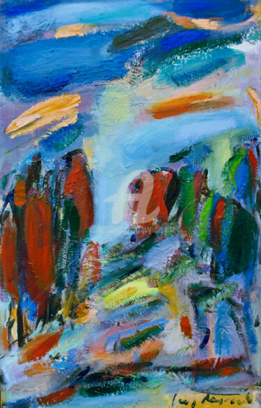 Peinture intitulée "paysage étrange" par Guy Departe, Œuvre d'art originale, Huile