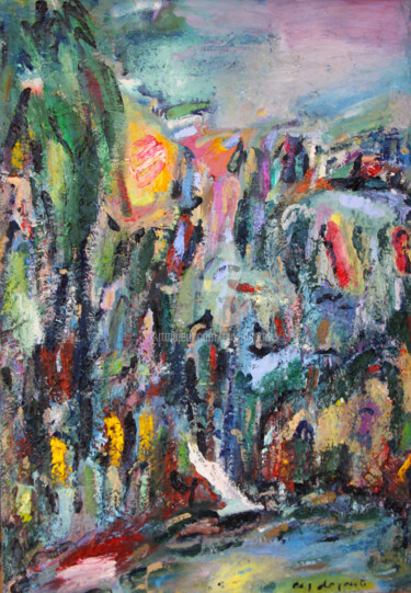 Peinture intitulée "le chemin de la lou…" par Guy Departe, Œuvre d'art originale, Huile