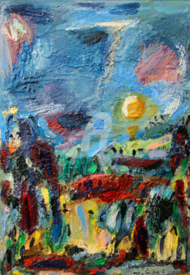Peinture intitulée "autre paysage" par Guy Departe, Œuvre d'art originale, Huile