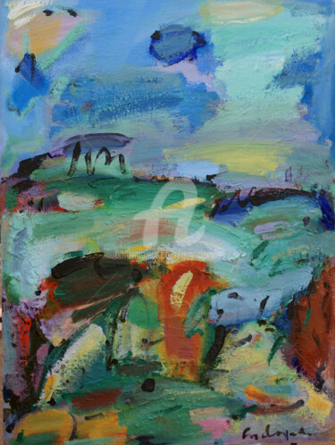 Peinture intitulée "matin bleu" par Guy Departe, Œuvre d'art originale, Huile