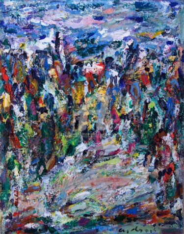 Malerei mit dem Titel "paysage de montagne" von Guy Departe, Original-Kunstwerk, Öl