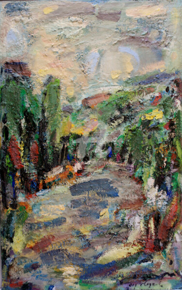 Peinture intitulée "paysage fauve" par Guy Departe, Œuvre d'art originale, Huile