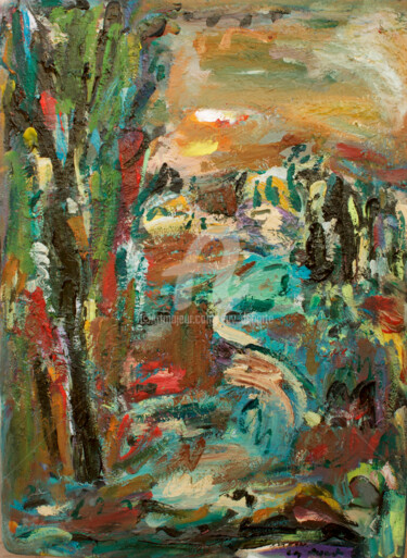 Painting titled "paysage" by Guy Departe, Original Artwork, Oil