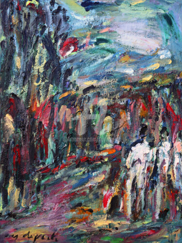 Peinture intitulée "sentier" par Guy Departe, Œuvre d'art originale, Huile