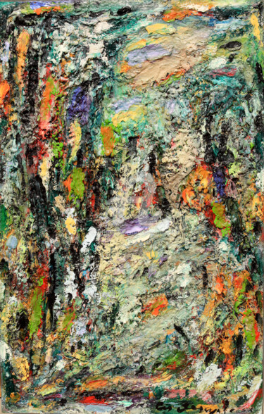 Peinture intitulée "les cieux vert-chou" par Guy Departe, Œuvre d'art originale, Huile