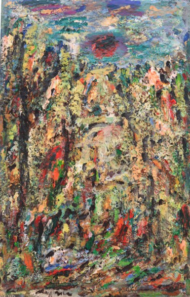 Peinture intitulée "paysage rondo" par Guy Departe, Œuvre d'art originale, Huile