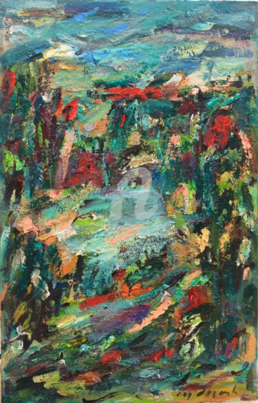 Peinture intitulée "le jardin s'assombr…" par Guy Departe, Œuvre d'art originale, Huile