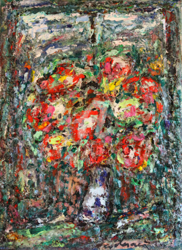Painting titled "girandole fleur" by Guy Departe, Original Artwork, Oil Mounted on artwork_cat.