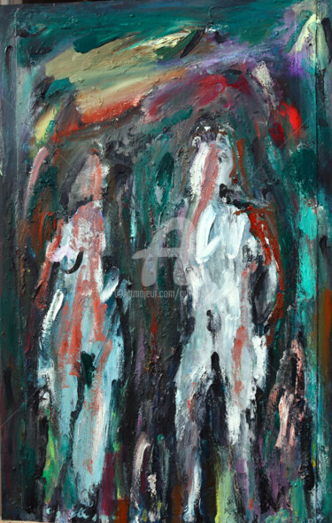 Painting titled "figures III" by Guy Departe, Original Artwork, Oil