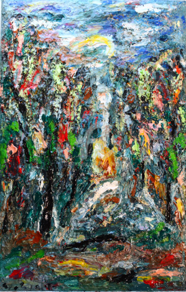 Peinture intitulée "paysage hors saison" par Guy Departe, Œuvre d'art originale, Huile