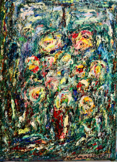 Peinture intitulée "bouquet-lumière" par Guy Departe, Œuvre d'art originale, Huile