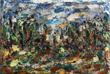 Peinture intitulée "sur la forêt" par Guy Departe, Œuvre d'art originale, Huile