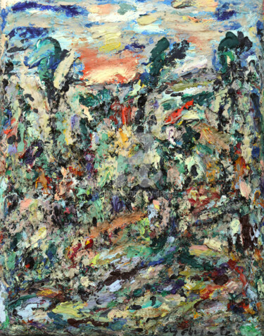 Pintura intitulada "paysage aride" por Guy Departe, Obras de arte originais, Óleo
