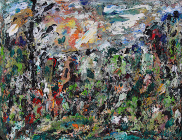 Peinture intitulée "dans la forêt" par Guy Departe, Œuvre d'art originale, Huile