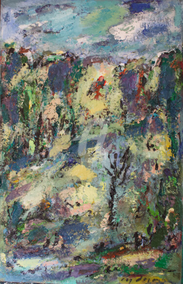 Peinture intitulée "paysage des maures" par Guy Departe, Œuvre d'art originale, Huile Monté sur Châssis en bois