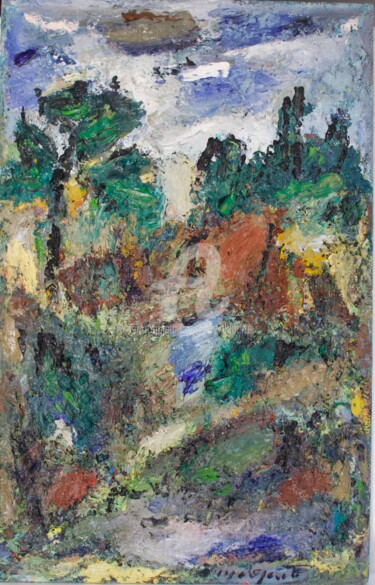 Peinture intitulée "paysage des maures 2" par Guy Departe, Œuvre d'art originale, Huile Monté sur Châssis en bois