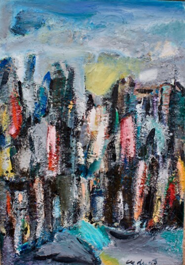 Painting titled "PAYSAGE URBAIN" by Guy Departe, Original Artwork